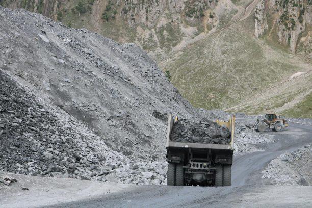 back view of a truck carrying coal